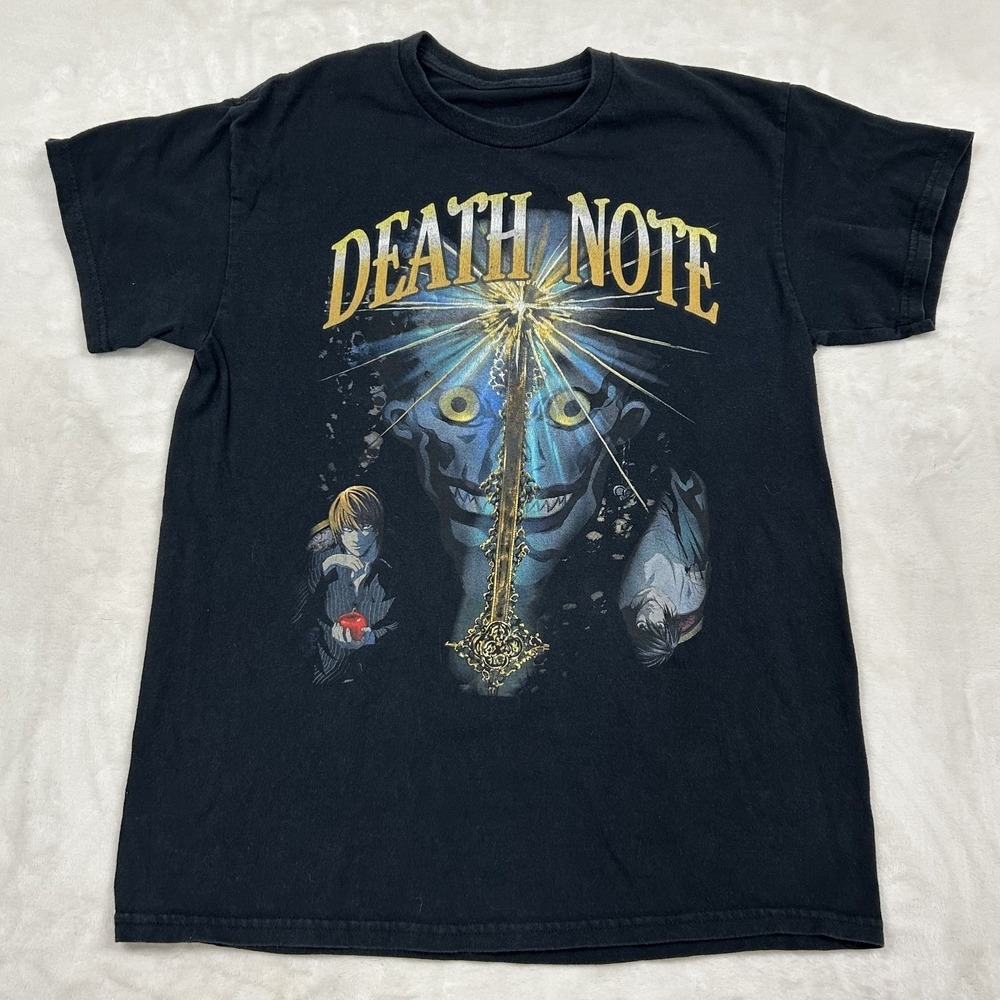 Death Note Graphic T-Shirt Mens Medium Black Ryuk Light Yagami Anime Tee